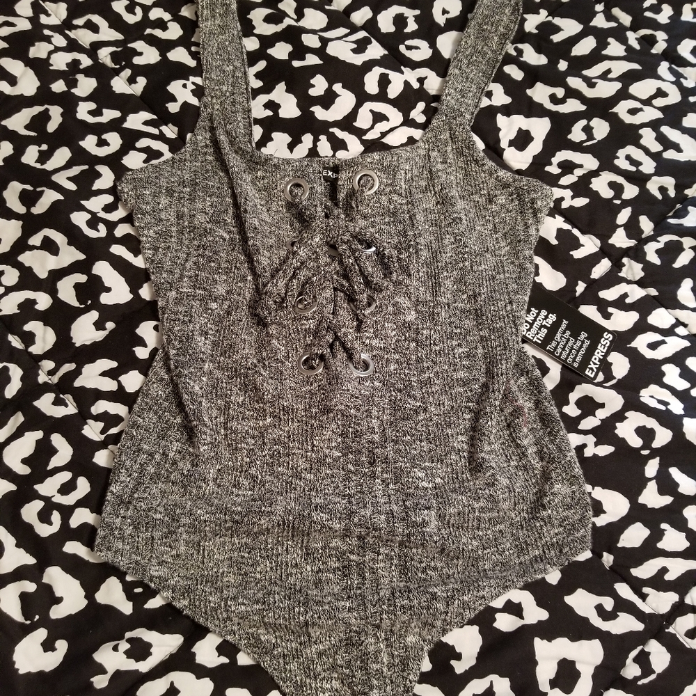 Marled black & white Express bodysuit